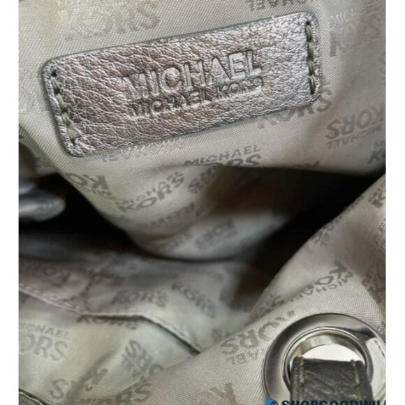 Michael Kors Signature MK Canvas Tote Bag With Silver Charm Accent - Picture 5 of 6